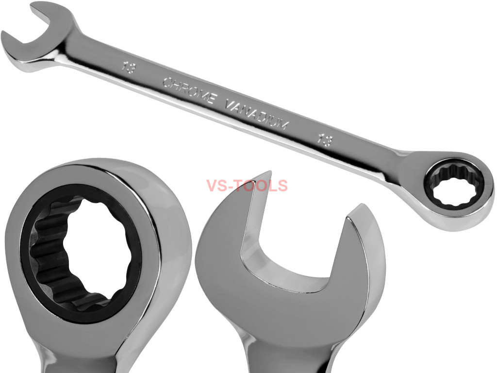 13mm Metric Chromed Ratchet Gear Spanner Fixed Head Combination